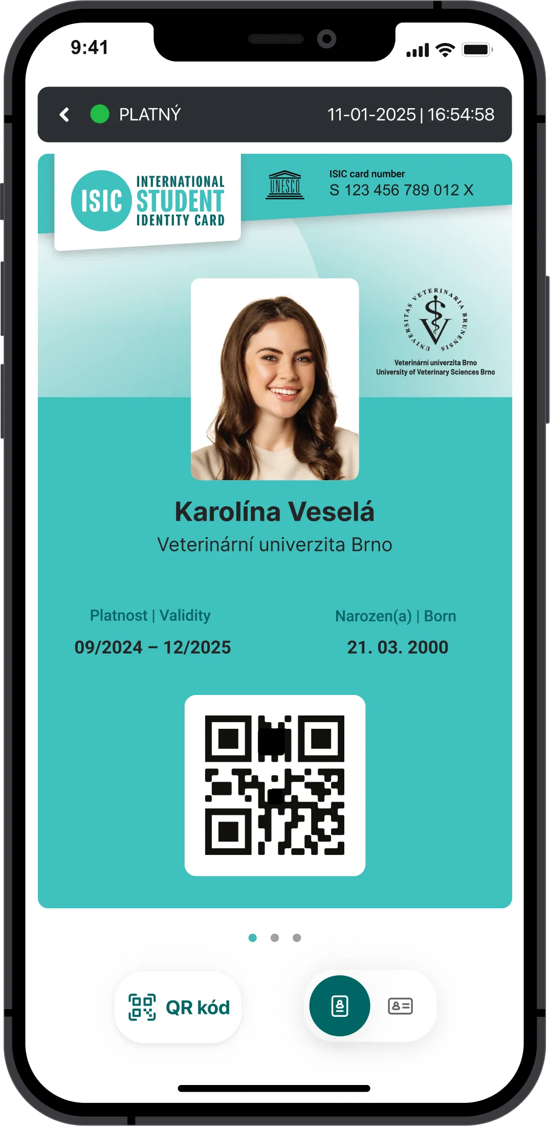Digital ISIC preview in the mobile app